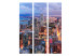Room Divider Illuminated Chicago (3-piece) - evening panorama of a big city 124144 additionalThumb 3