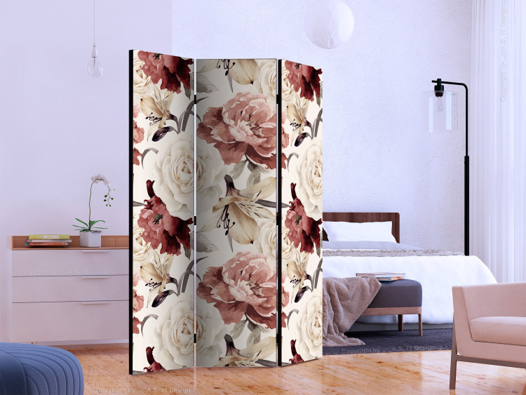 Room Separator Species Mix (3-piece) - colorful flowers on a light background 124244 additionalImage 2