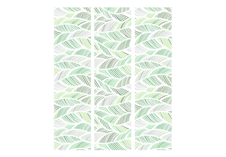 Room Separator Green Waves (3-piece) - fluid abstraction with a plant motif 124344 additionalImage 3