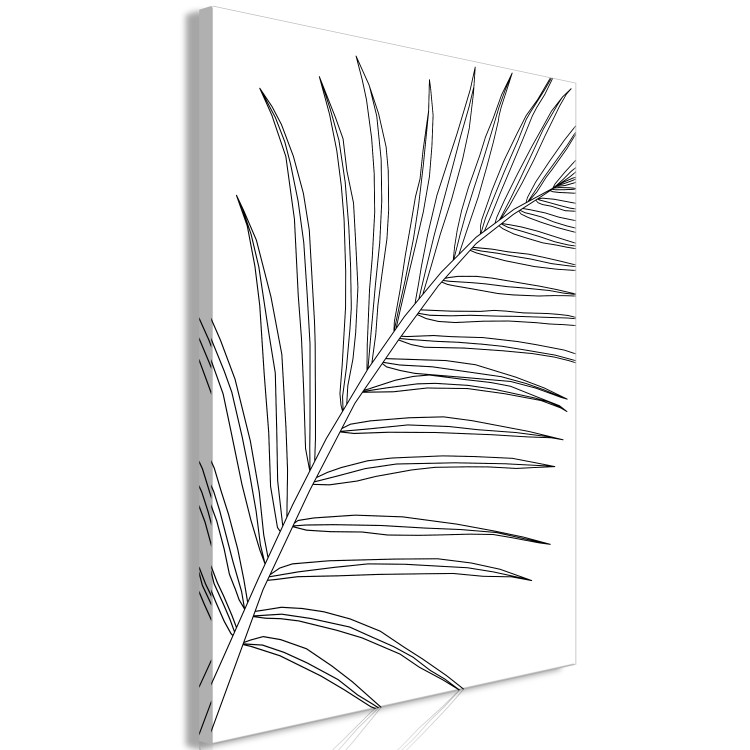 Canvas Art Print Black palm leaf contours - white abstraction with a floral motif 128344 additionalImage 2
