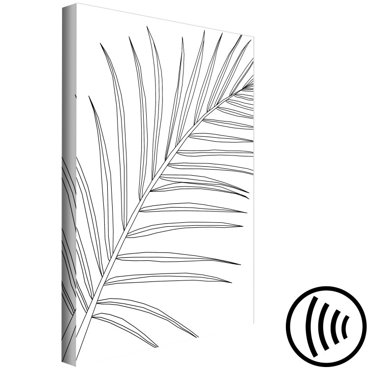 Canvas Art Print Black palm leaf contours - white abstraction with a floral motif 128344 additionalImage 6