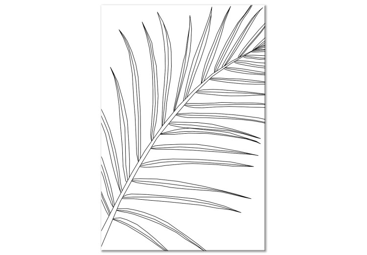 Canvas Art Print Black palm leaf contours - white abstraction with a floral motif 128344