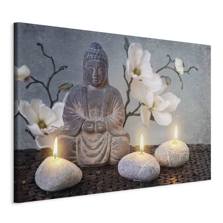 Canvas Print Buddha and Stones (1-part) wide - gray sculpture in Zen motif 128944 additionalImage 2