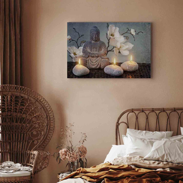 Canvas Print Buddha and Stones (1-part) wide - gray sculpture in Zen motif 128944 additionalImage 10