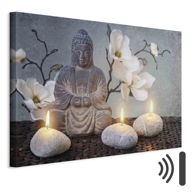 Canvas Print Buddha and Stones (1-part) wide - gray sculpture in Zen motif 128944 additionalImage 8