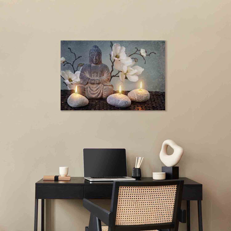 Canvas Print Buddha and Stones (1-part) wide - gray sculpture in Zen motif 128944 additionalImage 5