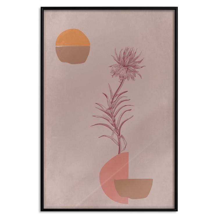 Poster Hydrangea - boho abstraction with a blooming plant in warm colors 129344 additionalImage 16