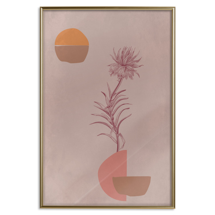 Poster Hydrangea - boho abstraction with a blooming plant in warm colors 129344 additionalImage 17