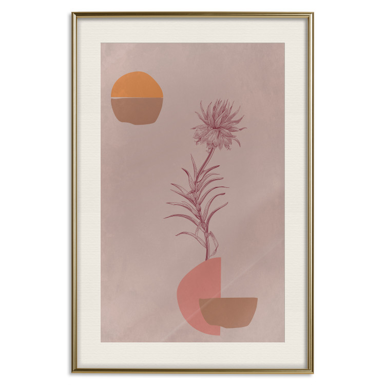 Poster Hydrangea - boho abstraction with a blooming plant in warm colors 129344 additionalImage 20