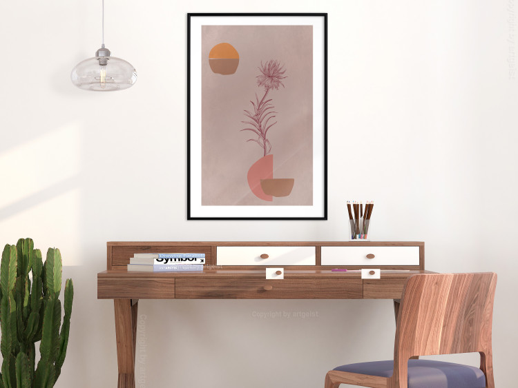 Poster Hydrangea - boho abstraction with a blooming plant in warm colors 129344 additionalImage 23