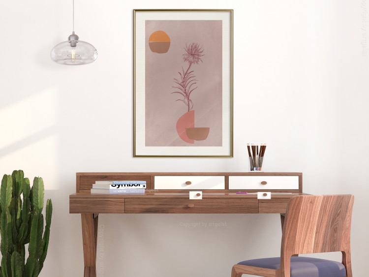Poster Hydrangea - boho abstraction with a blooming plant in warm colors 129344 additionalImage 22