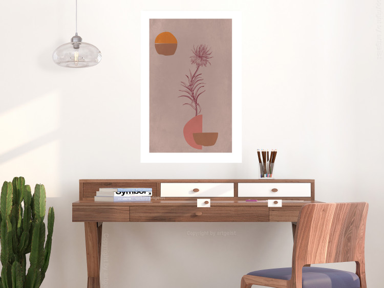 Poster Hydrangea - boho abstraction with a blooming plant in warm colors 129344 additionalImage 3