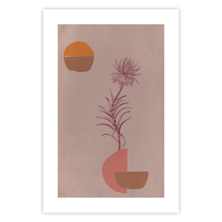 Poster Hydrangea - boho abstraction with a blooming plant in warm colors 129344 additionalImage 25