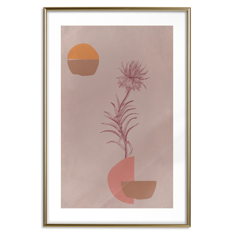 Poster Hydrangea - boho abstraction with a blooming plant in warm colors 129344 additionalImage 14