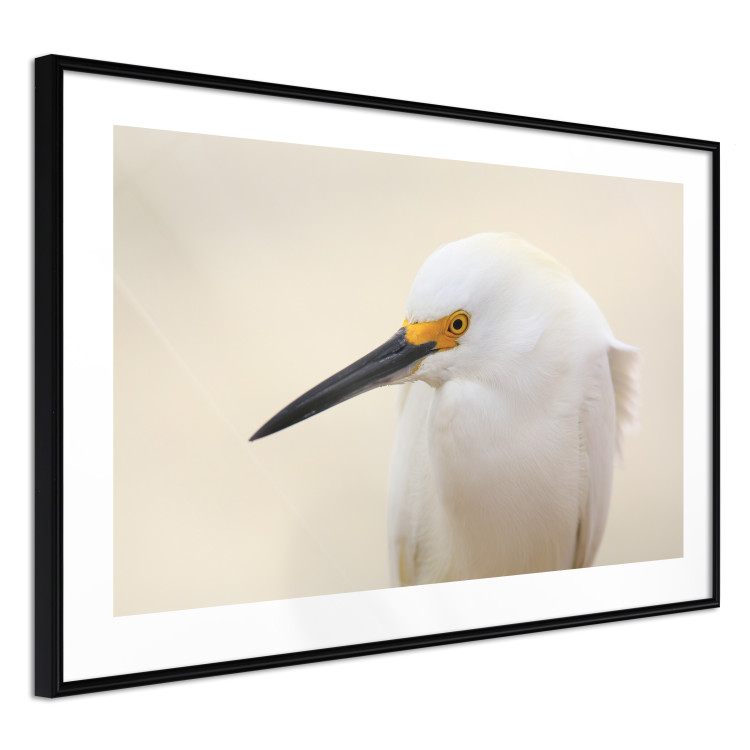 Wall Poster Snowy Egret - bird with a black beak and yellow face on a light background 129844 additionalImage 8