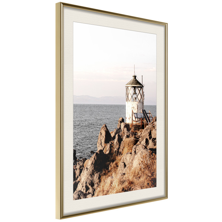 Poster Cliffside Lighthouse - landscape of a rocky cliff with a building against the sea 130344 additionalImage 3