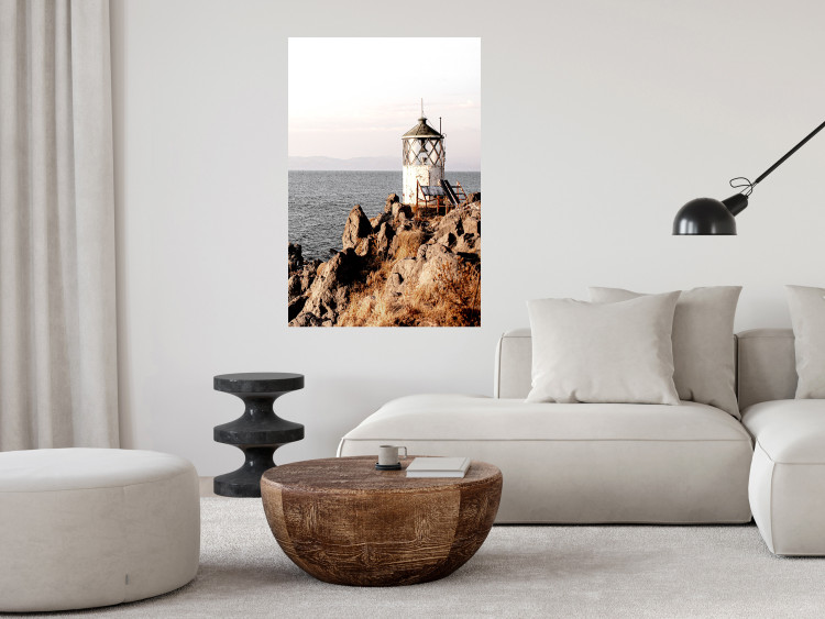 Poster Cliffside Lighthouse - landscape of a rocky cliff with a building against the sea 130344 additionalImage 2