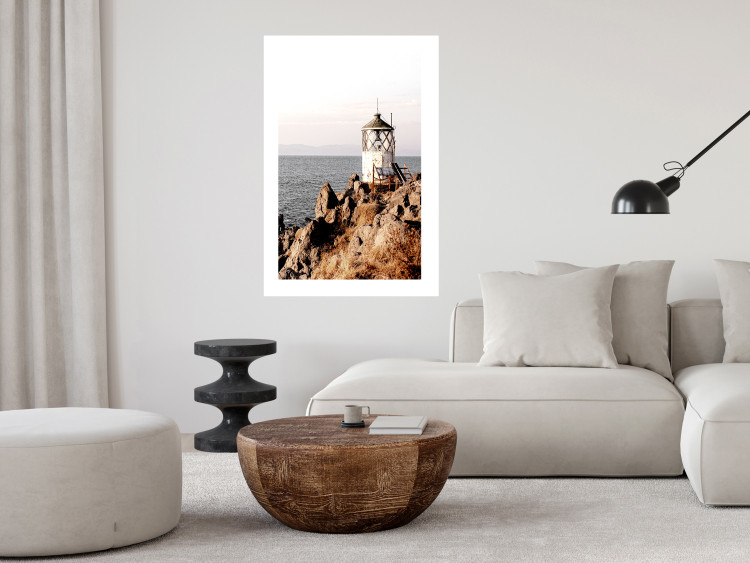 Poster Cliffside Lighthouse - landscape of a rocky cliff with a building against the sea 130344 additionalImage 5
