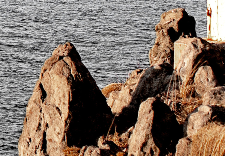 Poster Cliffside Lighthouse - landscape of a rocky cliff with a building against the sea 130344 additionalImage 9