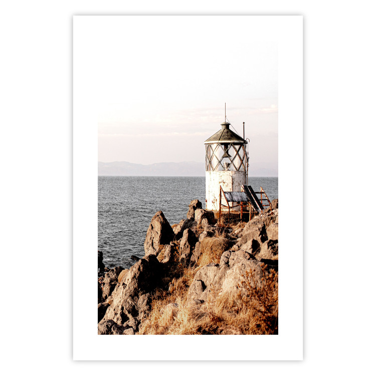 Poster Cliffside Lighthouse - landscape of a rocky cliff with a building against the sea 130344 additionalImage 19