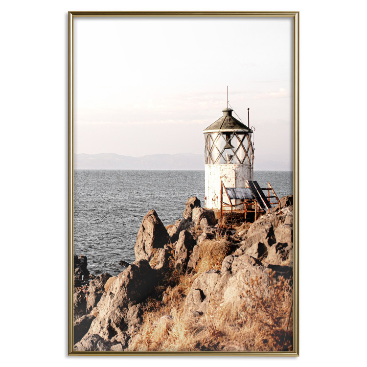 Poster Cliffside Lighthouse - landscape of a rocky cliff with a building against the sea 130344 additionalImage 17