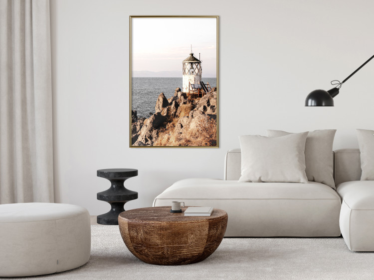 Poster Cliffside Lighthouse - landscape of a rocky cliff with a building against the sea 130344 additionalImage 7