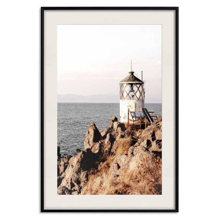 Poster Cliffside Lighthouse - landscape of a rocky cliff with a building against the sea 130344 additionalImage 19