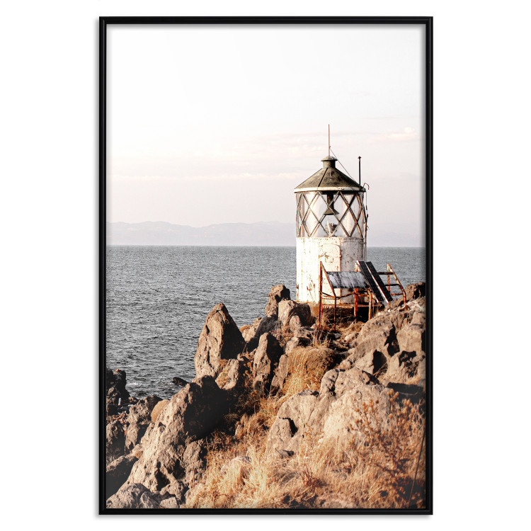 Poster Cliffside Lighthouse - landscape of a rocky cliff with a building against the sea 130344 additionalImage 18