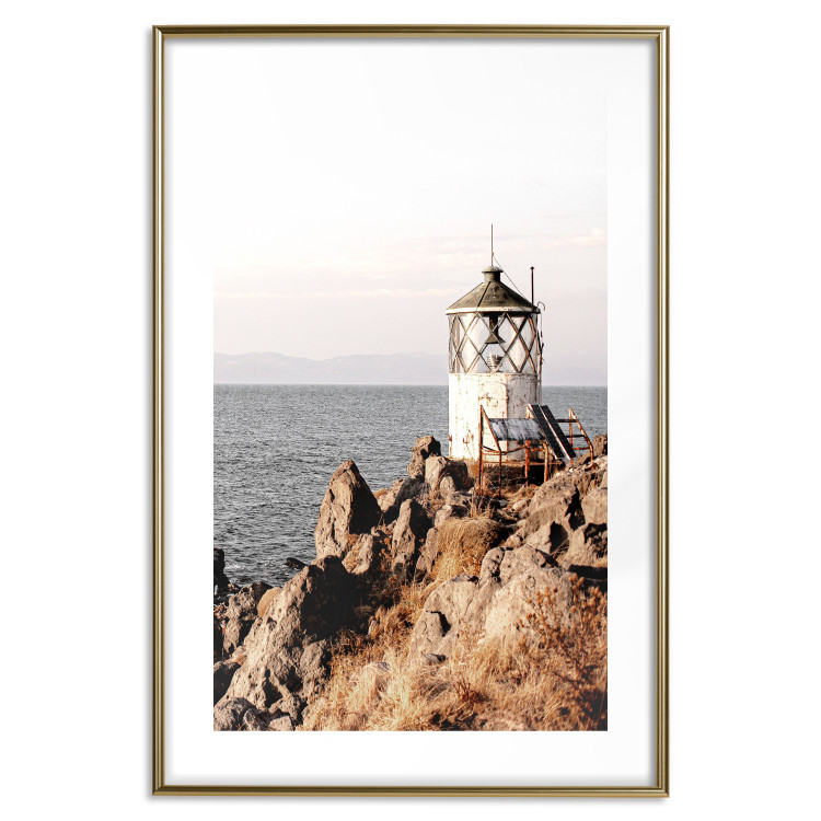 Poster Cliffside Lighthouse - landscape of a rocky cliff with a building against the sea 130344 additionalImage 14