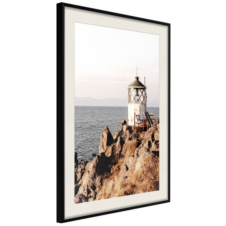 Poster Cliffside Lighthouse - landscape of a rocky cliff with a building against the sea 130344 additionalImage 2