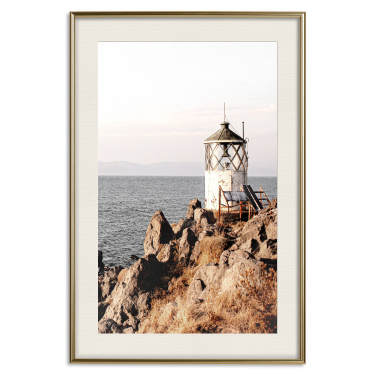 Poster Cliffside Lighthouse - landscape of a rocky cliff with a building against the sea 130344 additionalImage 20