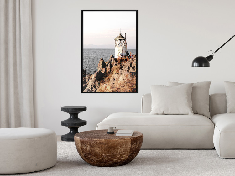 Poster Cliffside Lighthouse - landscape of a rocky cliff with a building against the sea 130344 additionalImage 4