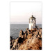 Poster Cliffside Lighthouse - landscape of a rocky cliff with a building against the sea 130344