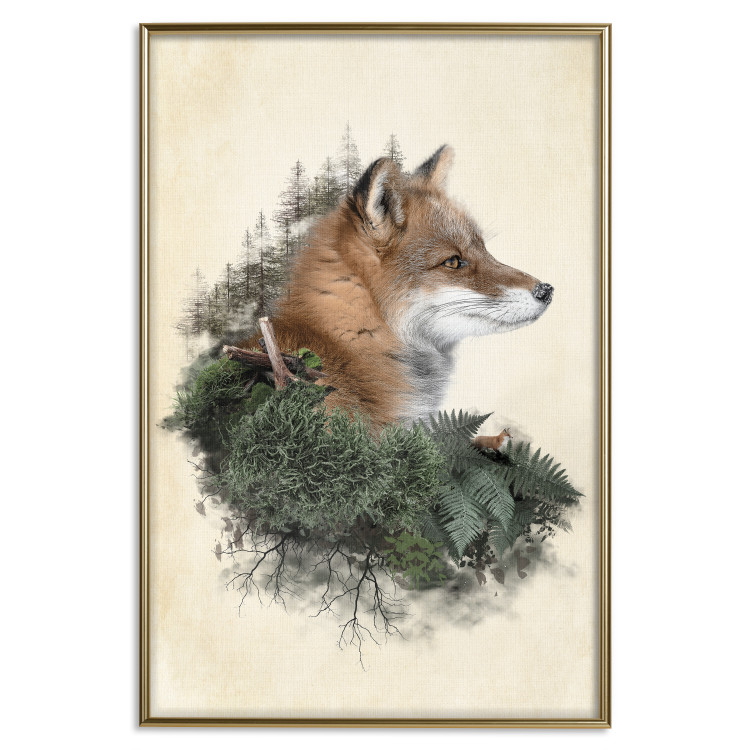 Wall Poster Mr. Fox - abstract composition of an animal surrounded by plants 130444 additionalImage 17