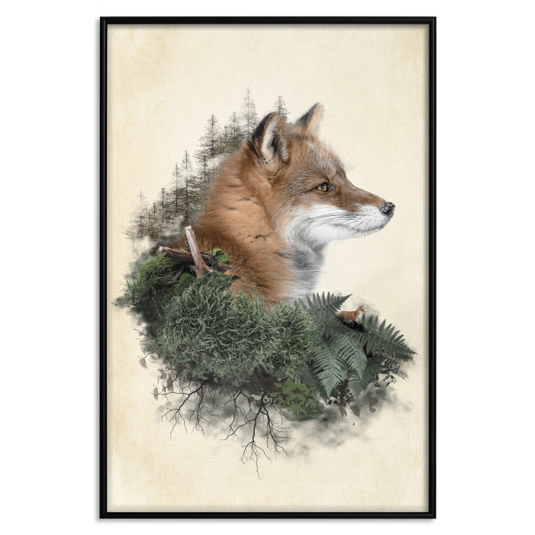 Wall Poster Mr. Fox - abstract composition of an animal surrounded by plants 130444 additionalImage 16