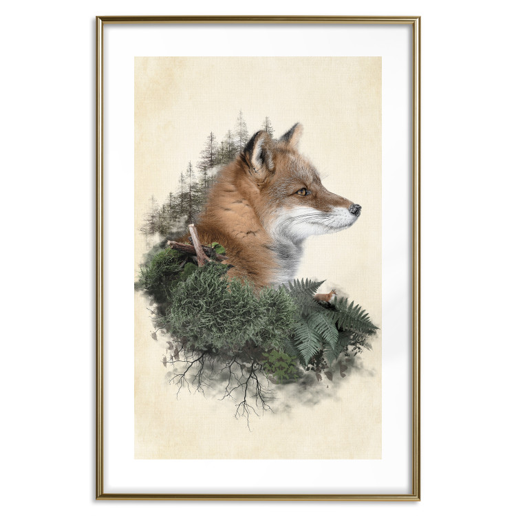Wall Poster Mr. Fox - abstract composition of an animal surrounded by plants 130444 additionalImage 14