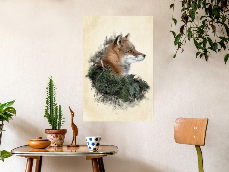 Wall Poster Mr. Fox - abstract composition of an animal surrounded by plants 130444 additionalImage 2