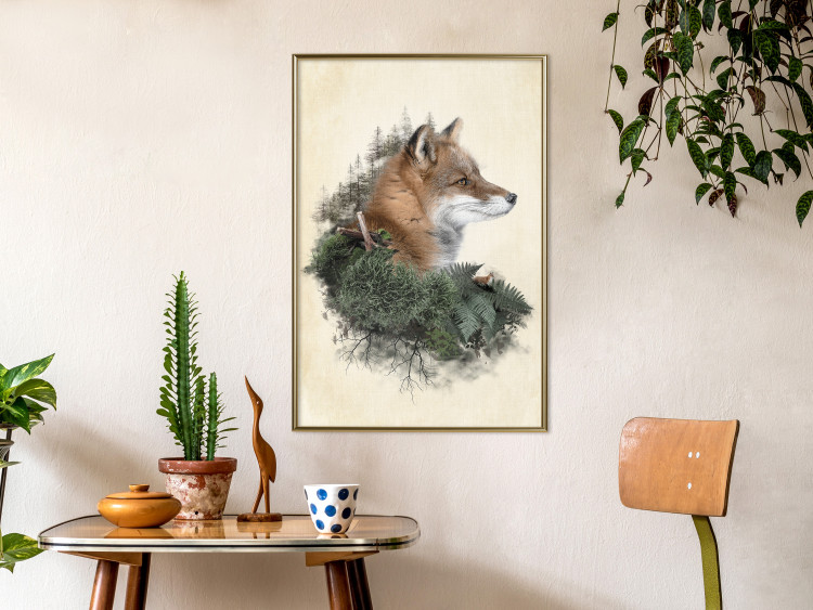 Wall Poster Mr. Fox - abstract composition of an animal surrounded by plants 130444 additionalImage 5