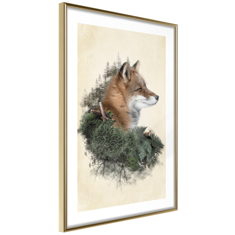 Wall Poster Mr. Fox - abstract composition of an animal surrounded by plants 130444 additionalImage 7