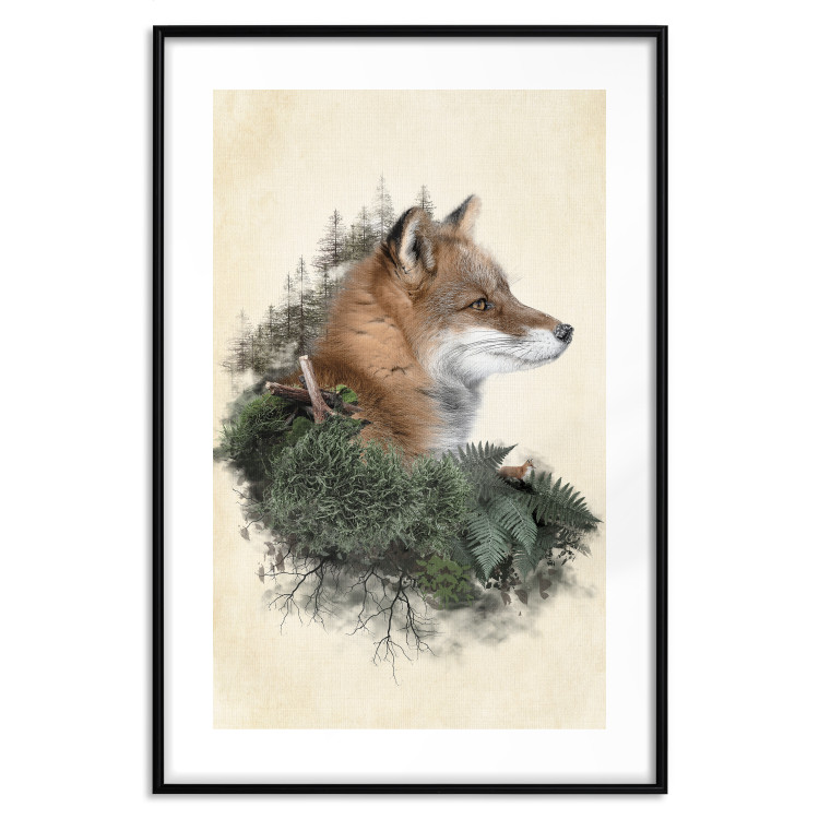 Wall Poster Mr. Fox - abstract composition of an animal surrounded by plants 130444 additionalImage 15