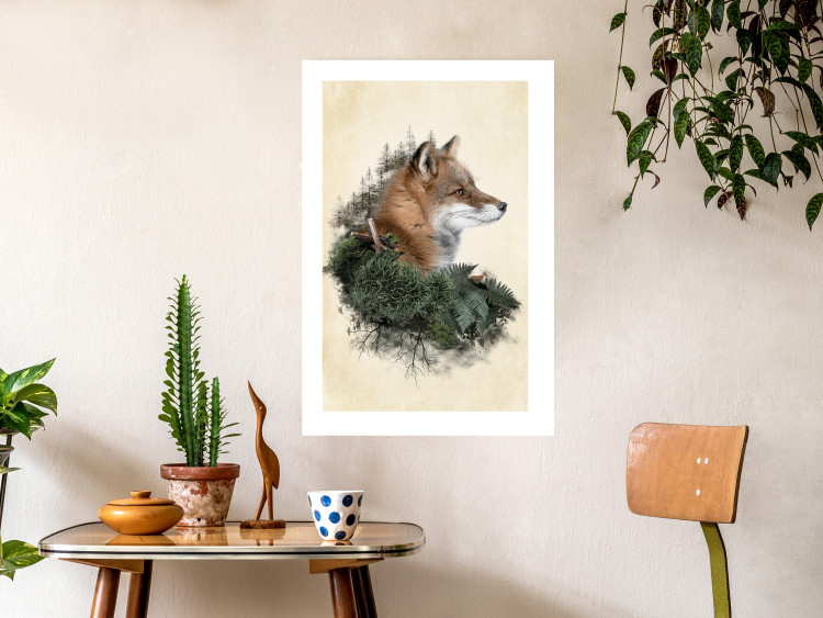 Wall Poster Mr. Fox - abstract composition of an animal surrounded by plants 130444 additionalImage 3