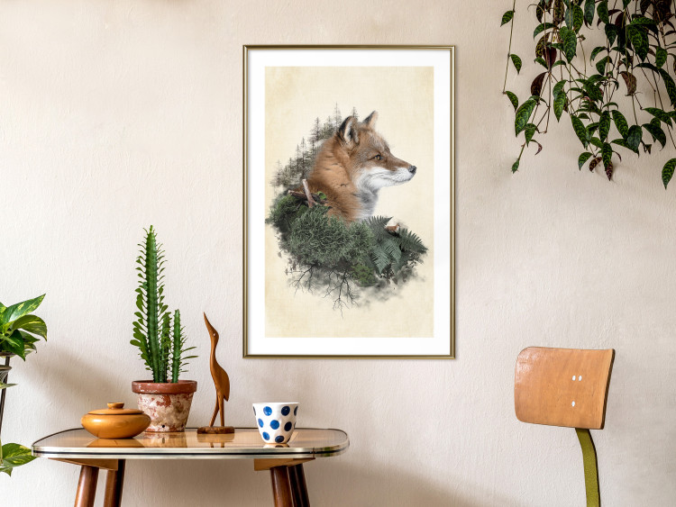 Wall Poster Mr. Fox - abstract composition of an animal surrounded by plants 130444 additionalImage 13