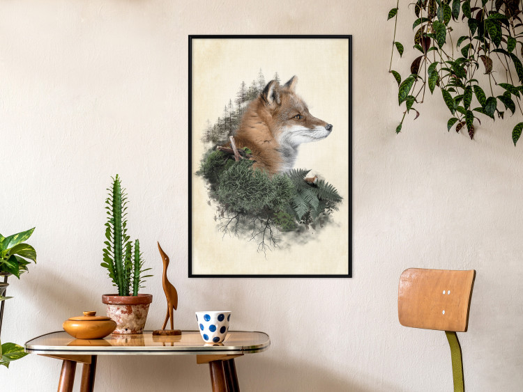 Wall Poster Mr. Fox - abstract composition of an animal surrounded by plants 130444 additionalImage 4