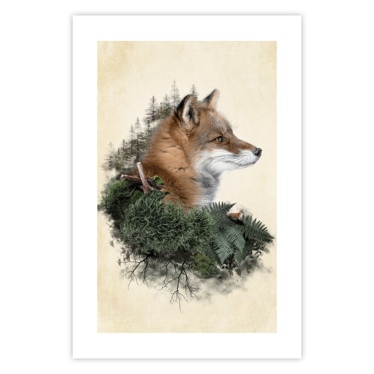 Wall Poster Mr. Fox - abstract composition of an animal surrounded by plants 130444 additionalImage 19