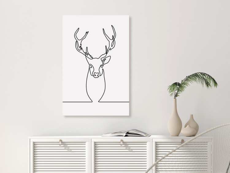 Canvas Print Linear deer - black and white abstraction in the line art style 130744 additionalImage 3
