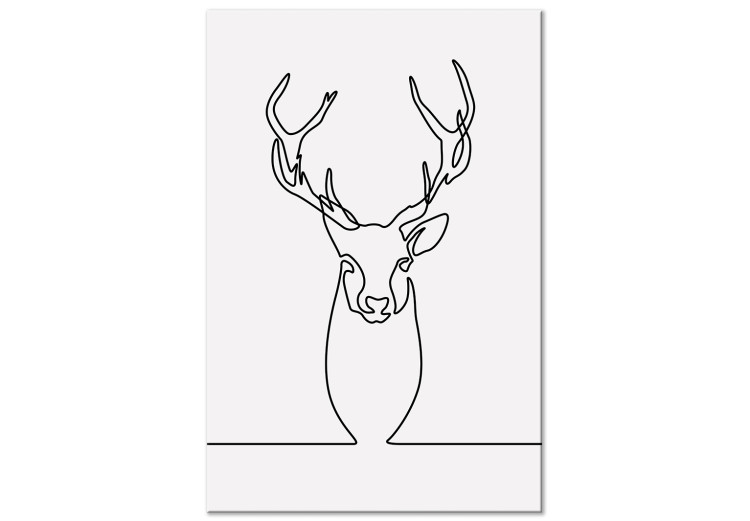 Canvas Print Linear deer - black and white abstraction in the line art style 130744