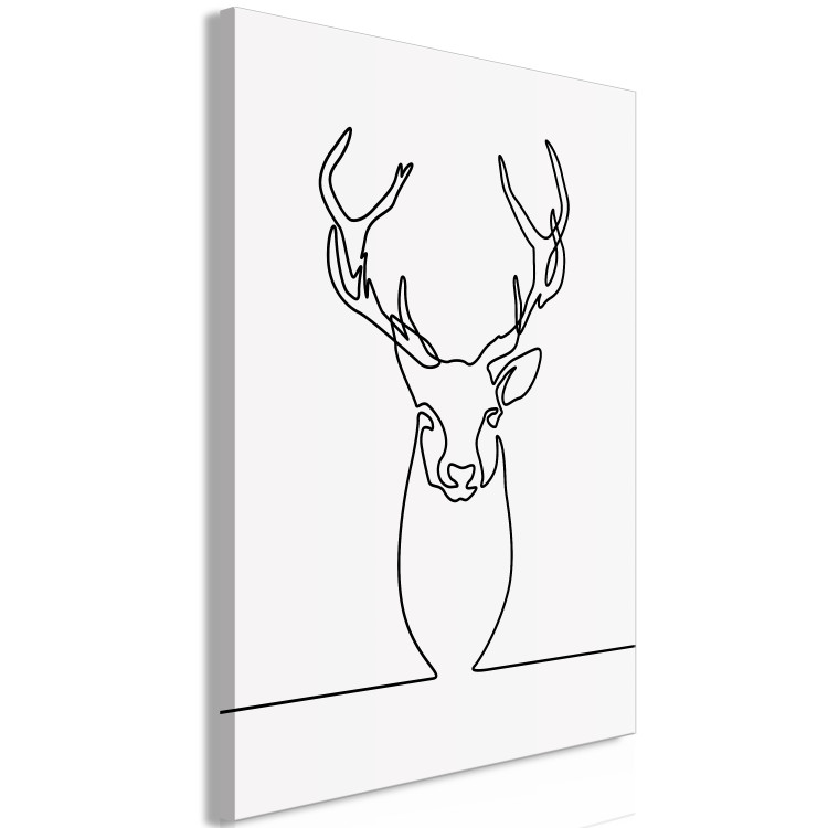 Canvas Print Linear deer - black and white abstraction in the line art style 130744 additionalImage 2