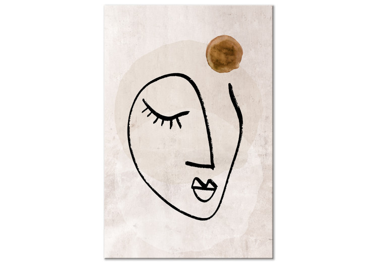 Canvas Art Print Romantic Thought (1-piece) Vertical - face line art in a boho motif 130844