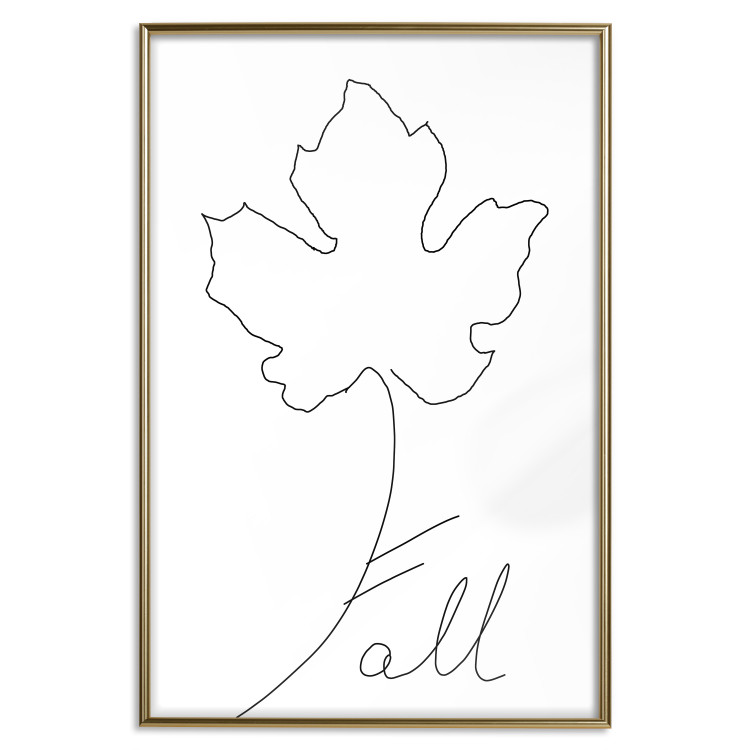 Wall Poster Autumn Treasure - line art leaf and text on a contrasting white background 131844 additionalImage 17