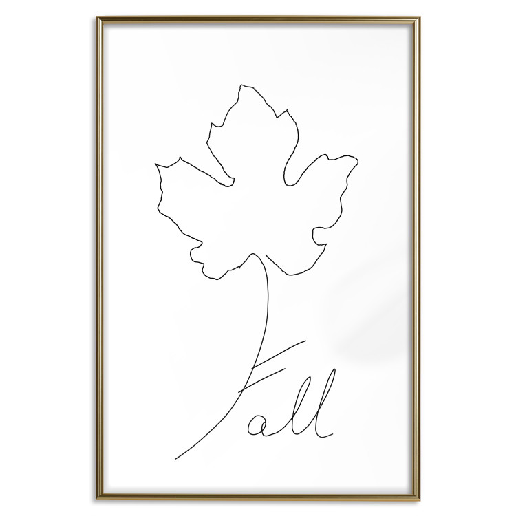 Wall Poster Autumn Treasure - line art leaf and text on a contrasting white background 131844 additionalImage 18